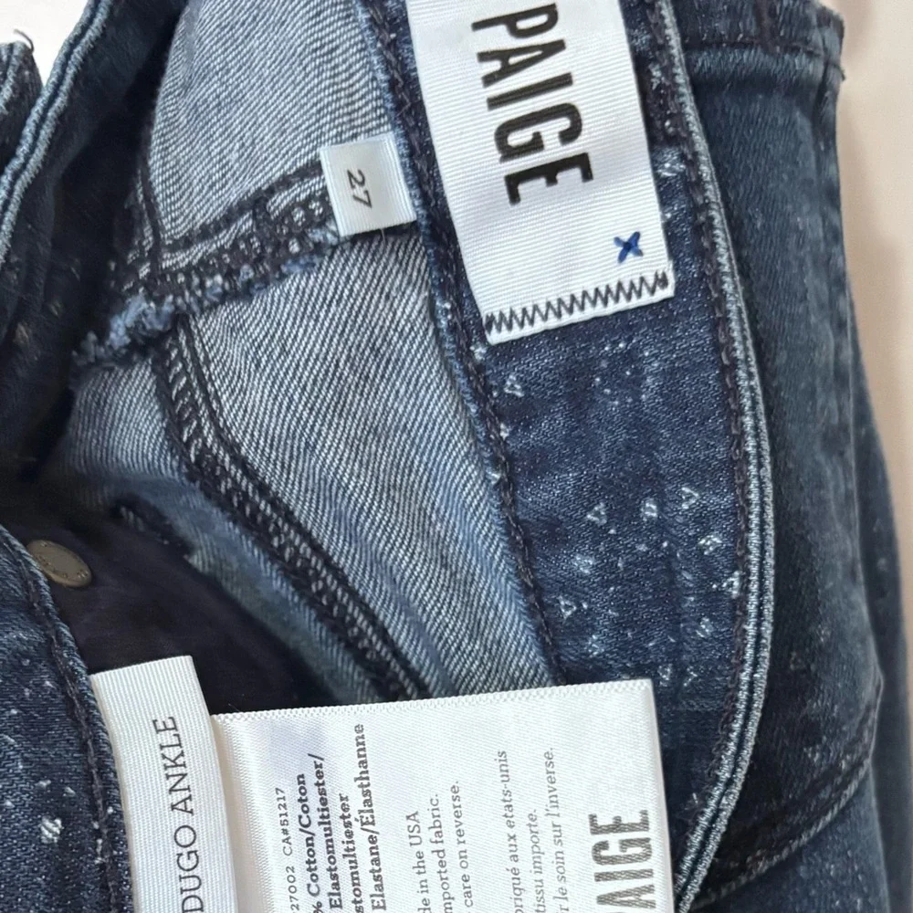 PAIGE| Dark Blue ‘Bandanna’ Print Denim Ankle Skinny Straight Leg Jeans Sz 27 - Picture 5 of 5